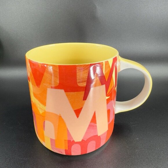 Anthropologie Monogram Letter M Mug Initial Multicolor Ceramic Coffee Mug Cup - Picture 12 of 12